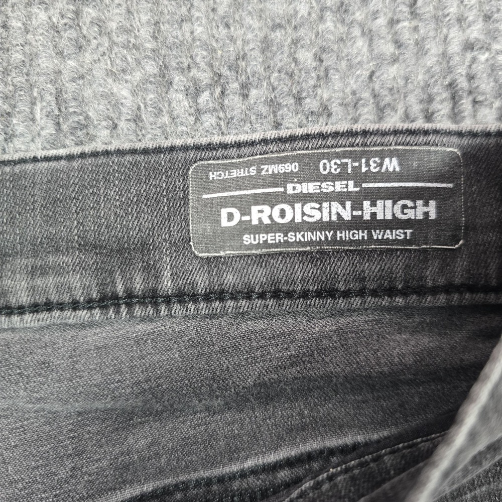 Diesel D-Roisin-High Jeans Mens 31x30 Gray Super-Skinny Charcoal Wash Stretch - Picture 4 of 16
